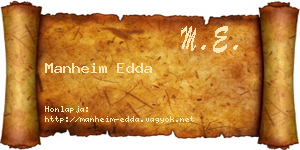 Manheim Edda névjegykártya